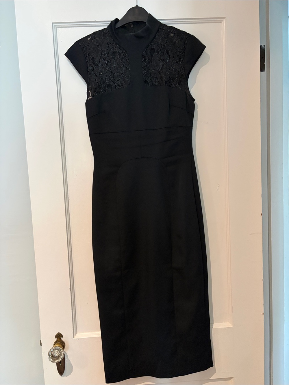 Karen Millen Black Lace Panel Sheath Dress – Size 6
